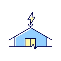 Foto op Canvas Lightning rod RGB color icon. Protecting buildings from lightning strike damage. Discharging dangerous electricity. Preventing fire risk. Isolated vector illustration. Simple filled line drawing © bsd studio