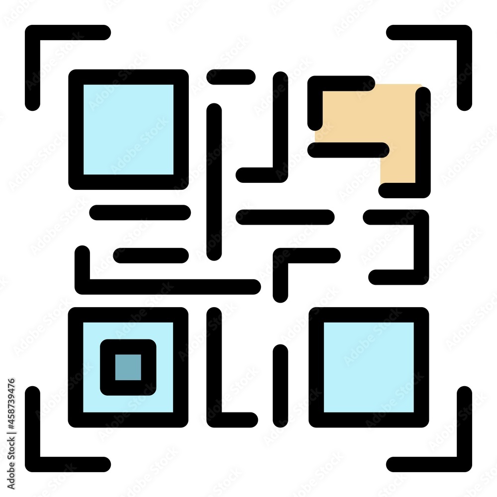 Poster qr code icon. outline qr code vector icon color flat isolated