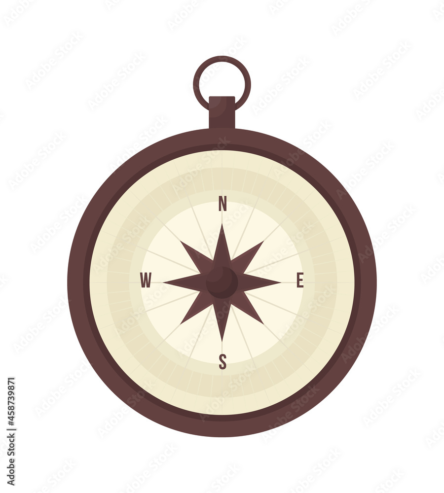Poster simple compass semi flat color vector object
