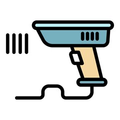 Mobile barcode scanner icon. Outline mobile barcode scanner vector icon color flat isolated