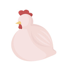 Sitting chicken semi flat color vector character