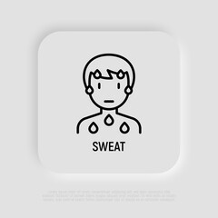 Cold sweat thin line icon. Modern vector illustration of illness symptom.