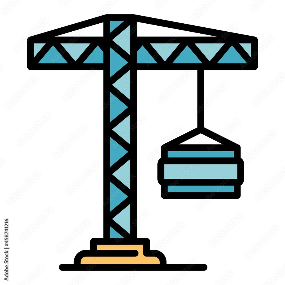 Poster load crane icon. outline load crane vector icon color flat isolated