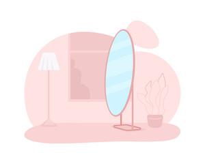 Apartment room with mirror 2D vector isolated illustration