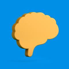 Yellow duotone brain on blue background. 3d illustration.