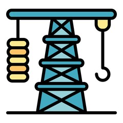 Engineer crane icon. Outline engineer crane vector icon color flat isolated