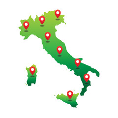 Italy Map with pin location