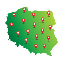 Poland Map with pin location © hitesh