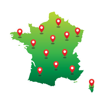 France Map with pin location
