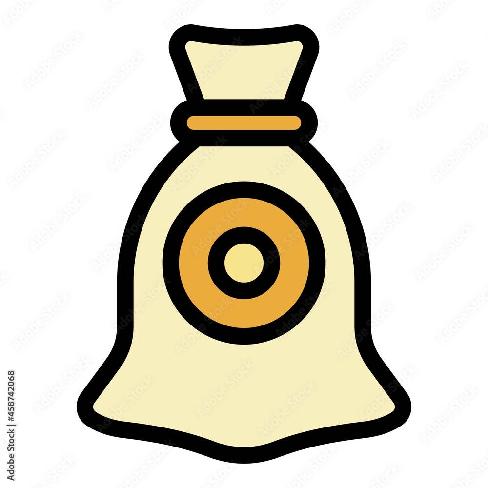 Poster canvas sack icon. outline canvas sack vector icon color flat isolated