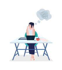 Fototapeta premium Overworked employee semi flat color vector character
