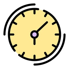 Quest clock icon. Outline quest clock vector icon color flat isolated