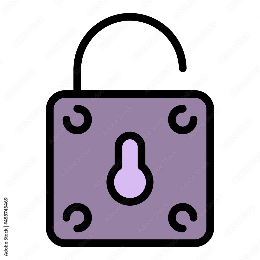 Poster quest padlock icon. outline quest padlock vector icon color flat isolated
