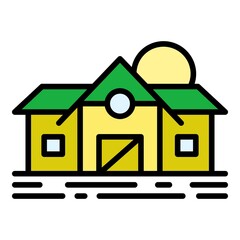 Farmer house icon. Outline farmer house vector icon color flat isolated