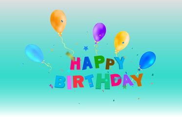 birthday greetings with balloons. greeting card vector
