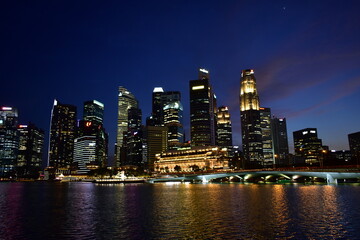 Fototapeta premium Urban Landscape Singapore, City Skyline, cityscape, night and evening, City by Night