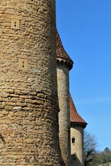 tour, château, donjon, histoire, pierre dorées, fort, ancien, légende, monument, médiéval,...