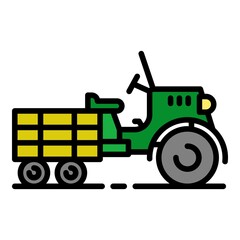 Walk-behind tractor icon. Outline walk-behind tractor vector icon color flat isolated
