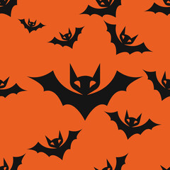 Halloween bats seamless pattern. Flat style illustration. 