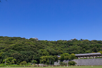 Fototapeta na wymiar 日本の公園の山の上のお城