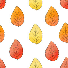 Cherry Leaf - Autumn Leaves Seamless Pattern