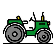 Old farm tractor icon. Outline old farm tractor vector icon color flat isolated