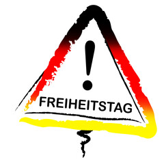 Illustration Freiheitstag und Schild auf weissem Hintergrund
