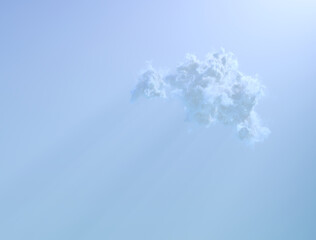 single cumulus on blue sky background isolated - nature 3D rendering