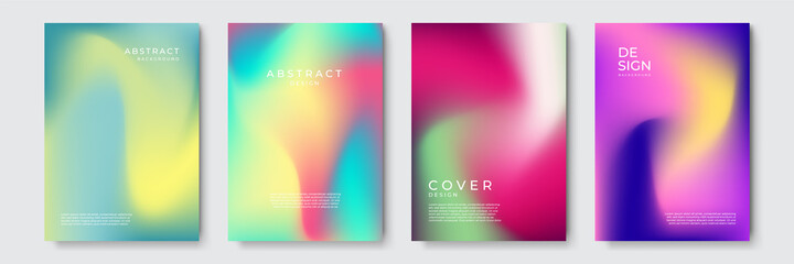 Abstract vibrant gradient geometric cover designs, trendy brochure templates, colorful futuristic posters. Vector illustration.