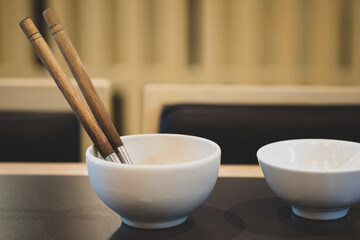 Set of bowl ready for shabu shabu and sukiyaki or hot pot.