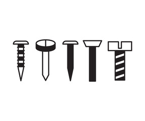 bolt and nail icons set vector