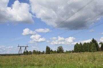power lines in the countryside