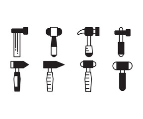 hammer and mallet icons set vector