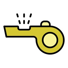 Sport whistle icon. Outline sport whistle vector icon color flat isolated