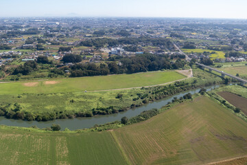 埼玉県の桶川総合運動場付近を空撮