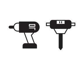 electric drill icons set vector