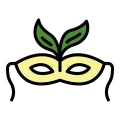 Brazil carnival mask icon. Outline Brazil carnival mask vector icon color flat isolated