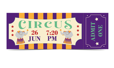 Circus ticket. An invitation, a fair. Elephant.