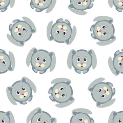 Seamless vector pattern of gray circle rabbit 