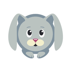 Gray hare circle vector icon. Rabbit symbol