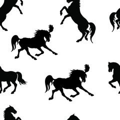 running and galloping horses, seamless background, endless vector pattern