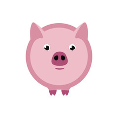 Pink piglet circle vector icon. Pig symbol