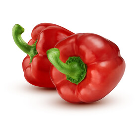 Red sweet bell pepper isolated on white background