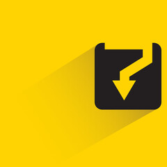 arrow symbol with shadow on yellow background