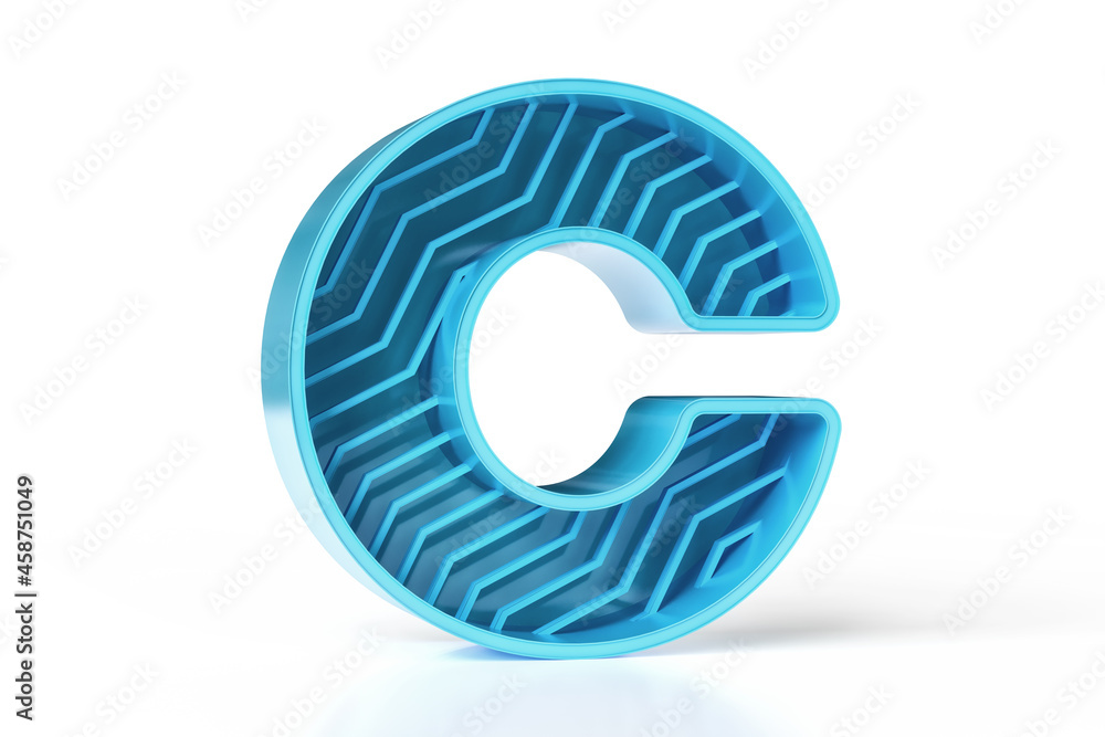 Poster geometric 3d alphabet letter c designed for branding projects in a modern concept for areas of techn
