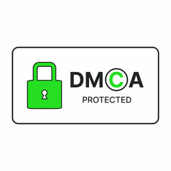 DMCA protected sign. Digital Millennium Copyright Act acronym. Copyright protection. Intellectual property concept. Vector illustration