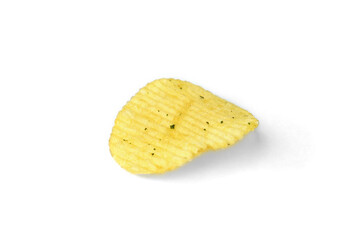 Potato chips with green onion and sour cream isolated on white background.