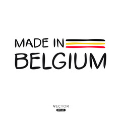 Made in Belgium, Belgium logo design, vector illustration.