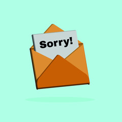 'Sorry' Written Inside An Envelope Letter 3d - obrazy, fototapety, plakaty