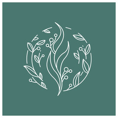 decorative flowers and leaves line illustration vector